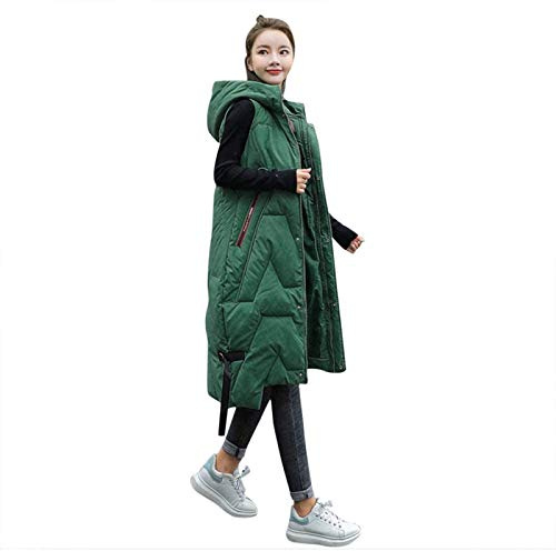 HHMY Steppweste Für Damen: Langer Wintermantel Weste Mit Kapuze Ärmellos Warmer Daunenmantel Mit Taschen Steppweste Daunenjacke Steppjacke Übergangsjacke, S - 5XL