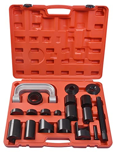 DHA Kit de prensa de rótula maestra resistente de 21 piezas y herramienta de extracción de juntas en U con adaptadores 4x4 para la mayoría de coches y camiones ligeros 2WD y 4WD