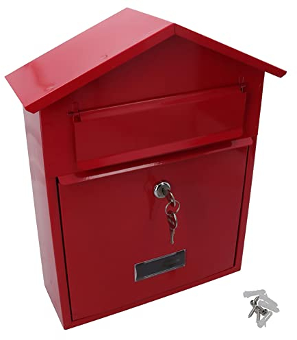 Briefkasten Briefkasten Metall Rot Wand Tür Tor Zaun Gartenhaus abschließbar