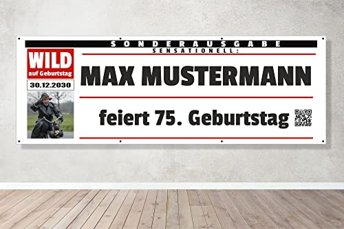 Personalisiertes Sonderausgabe Wild auf Geburtstag PVC-Banner - Geburtstagsgeschenk in nordischer Tradition von FolienArbeiter, für Innen- & Außenbereich (200 x 70 cm)
