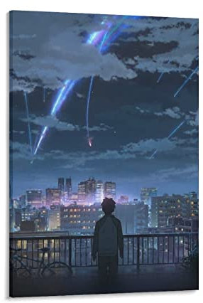 Carteles de dibujos animados Anime Your Name Kimi No Na Wa Print Photo Art Painting Póster de lienzo Decoración moderna para el hogar 24 x 36 pulgadas (60 x 90 cm)