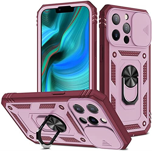 COOVS 2022 Nuova custodia per telefono per iPhone 13 12 11 XS Pro Max Ring Staffa Protezione obiettivo Push Window Cover (colore: rosa, taglia: per iPhone 12 Mini)