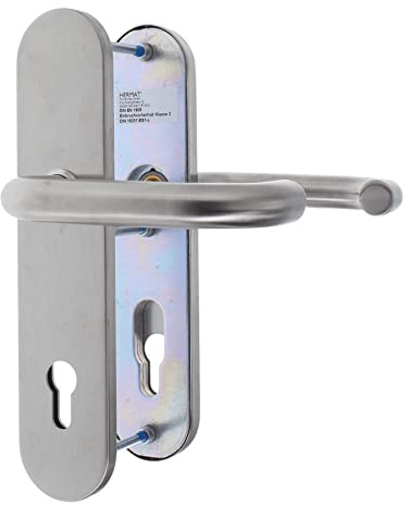 ToniTec Haustür Schutz-Drückergarnitur Edelstahl Entfernung 92 mm U-Form ohne Zylinderabdeckung für Türstärke 64-83 mm
