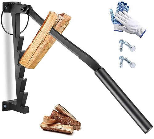 Donken Manueller Holzspalter Wandhalterung Brennholzspalter sicher Anzündspalter Handholzspalter aus Karbonstahl mit 2 Abziehbar Griff, Anzündholz Spalten Werkzeug für Outdoor & Indoor