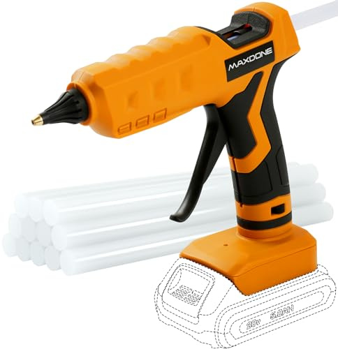 100W Cordless Hot Glue Gun for DeWalt 20V MAX Battery (Tool Only) Wireless Power Glue Gun Full Size with 12pcs Glue Sticks(0.43)(11mm) for Art DIY Craft Home Repair School(Battery Not Included)