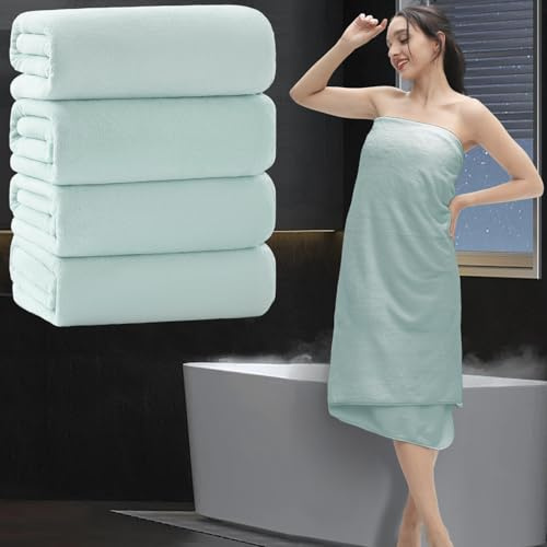 Extra Large Bath Sheet 4 Piece (35x70)-Ultra Soft Oversized Bath Towel,Bath Sheet Towel Set for Bathroom Hotel,Ultra Highly Absorbent Quick Dry Shower Towel Set for Adults,Bathroom Towel-Aqua