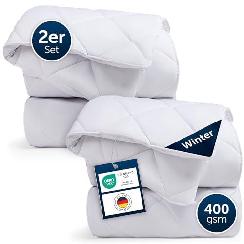 Blumtal Edredón de invierno 155 x 220 cm, juego de 2 unidades, certificado Öko-Tex, manta extragruesa, lavable a 95 °C