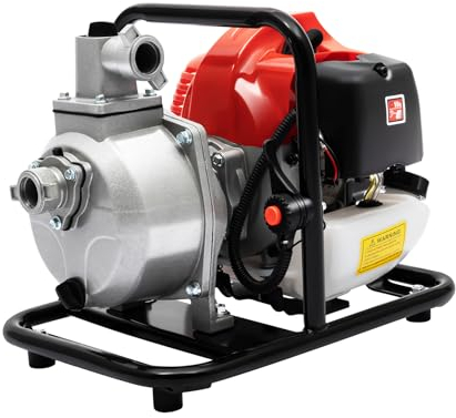 OUBUBY Benzin-Wasserpumpe, 2-Takt Gartenpumpen Schmutzwasserpumpen Umfüllpumpen Teichpumpen Entwässerung Umfüllpumpen 40,2CC Geeignete Pumpen für Teichgärten