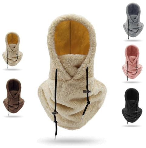 Warme Plüsch-Fahrradhaube, 2024 New Thermal Balaclava, Warm Plush Bicycle Cover, Thermal Sherpa Fleece Hood Ski Mask Winter Balaclava (Khaki)