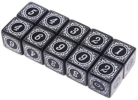 10 dadi poliedrici D6 con numeri quadrati con bordi a 6 facce dadi perline tavola dadi in metallo D6