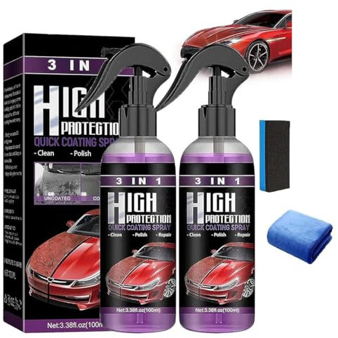 3 in 1 High Protection Quick Coating Spray - 100ml Car Ceramic Coating, Plastic Parts Refurbish Agent, Quick Coat Wax Polish Spray for Cars