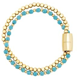 Breil, Collezione Magnetica System, Bracciale Donna Small Sea & Sky Double in Acciaio Lucido e Sfere in Pasta di Turchese, Pratica Chiusura con Magnete, Misura 19 Cm, Idea Regalo Donna