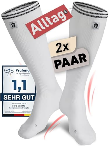 CORE GORIMO - 2 Paar - Kompressionsstrümpfe Herren & Damen - Atmungsaktiv - Stützstrümpfe & Kompressionssocken für stehende Berufe, Flug und Sport