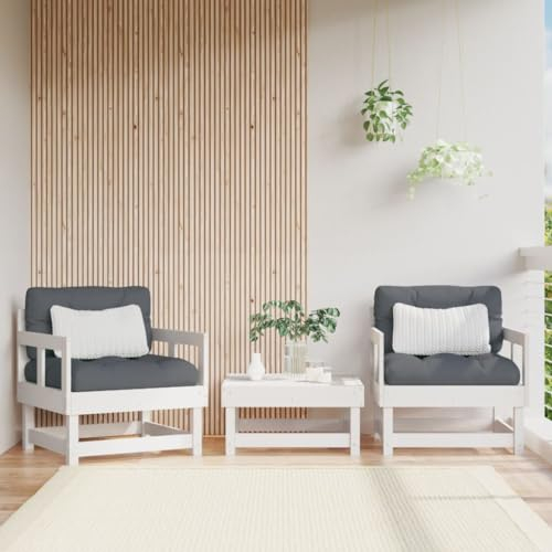 Rantry Gartenstühle 2 STK. Gartenstühle Gartensessel Sessel Holzstuhl Stühle Relaxstuhl Balkonstuhl Terrassenstuhl Balkonstühle Gartenmöbel Weiß Massivholz Kiefer