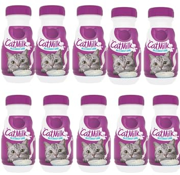 Cat Milk Treat 200ml Pack of 10 Kitten Pet Food Age 6weeks+ Calcium for Strong Bones Teeth Care Vitamins Minerals with Welari Thank You Card | (10pack) (2000ml)