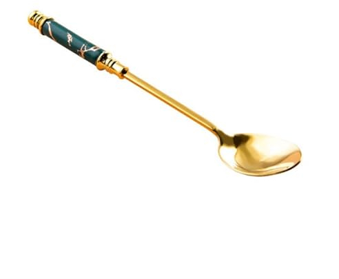 SDA287MZ Cucharillas Postre Juego de 2 cucharas de café expreso, cucharas de café pequeñas de Acero Inoxidable, cucharas Demitasse de 5,7 Pulgadas for té, Postre, Aperitivo Cucharillas de Café(Green)