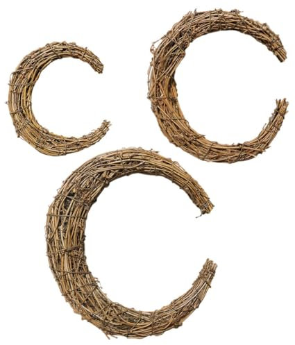 Cabilock 2sets Rattan Wreath Frame Moon Shape Wreath Hoops Twine Decoration Diy Accessory 3pcs*2