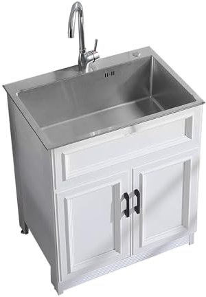 Lavandino Professionale Ristorante Lavandino Utility Lavanderia Lavello Cucina Con Mobile Lavatoio Da Esterno Con Rubinetto Lavello Con Armadio Per Garage Ristorante Cantina Interni Esterni(60x45x80cm