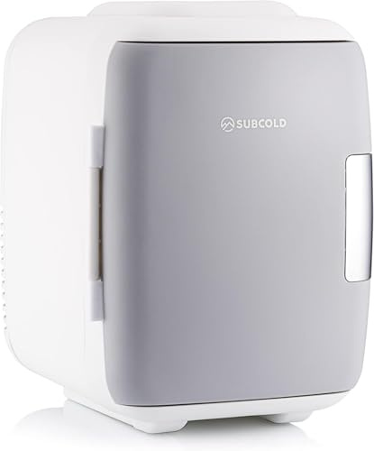 Subcold Classic4 Mini Fridge Cooler & Warmer, 4 Litre, 6 Cans | AC+USB, Portable Small, Skincare, Bedroom, Dorm, Car, Travel, White/Grey New