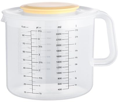 Contenitori graduati da 2400 ml con coperchi a prova di spruzzi, di miscelazione dal design facile da versare, tazze graduate multiuso per sbattere le uova, preparare panna e mescolare insalate