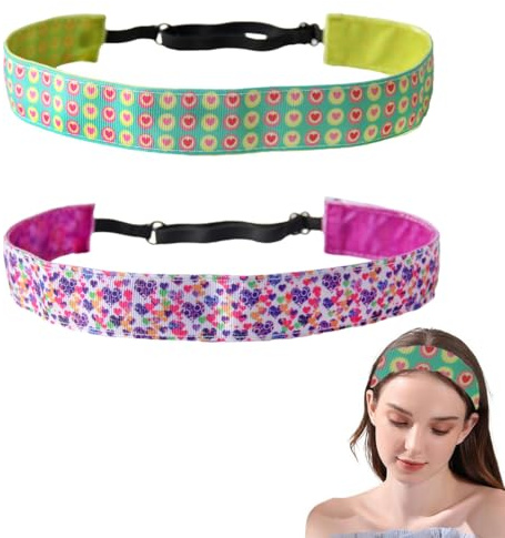 2 Pezzi Fascia per Capelli per Ragazza, Elastiche Tie Dye Fasce Capelli, Non-Scivolo Colorate Sport Fasce Capelli, Carino Turbante, Elastiche Tie Dye Fasce Capelli, Fasce Antiscivolo Ragazze