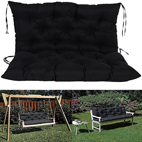 Outdoor Schaukelbank Auflage mit Rückenlehne Wasserdicht Sitzpolster für Gartenmöbel 2-3 Sitzer - Schwarz