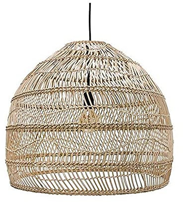 BLOOHK Lampada a sospensione in rattan intrecciato grande, lampada a sospensione a cupola Boho, apparecchio di illuminazione a soffitto costiero naturale intrecciato a mano per soggiorno, sala da pran