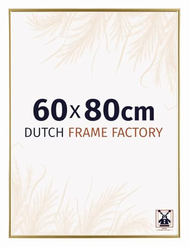 Dutch Frame Factory - Bilderrahmen 60x80 cm Gold - Kunststoff | Antireflex-Acrylglas aus Kunststoff, Wandmontage, Geeignet für Fotos, Poster und Puzzles, Easy, Made in Holland