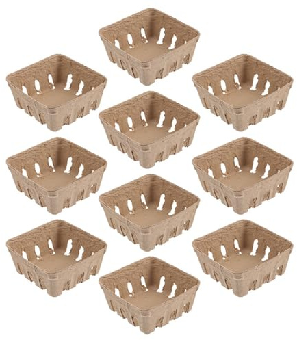 Alipis 1 Jeu Plateau De Fruits Petit Pulpe Portion Paniers De Fraises Paniers À Baies En Carton Paniers De Fruits Et Légumes Ups Corbeille Papier Ondulé Khaki 10 Pièces