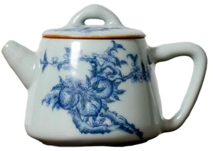 Teeservice im chinesischen Stil, himmelblau, Keramik, Retro, Blau und Weiß, langlebig, Pfirsich