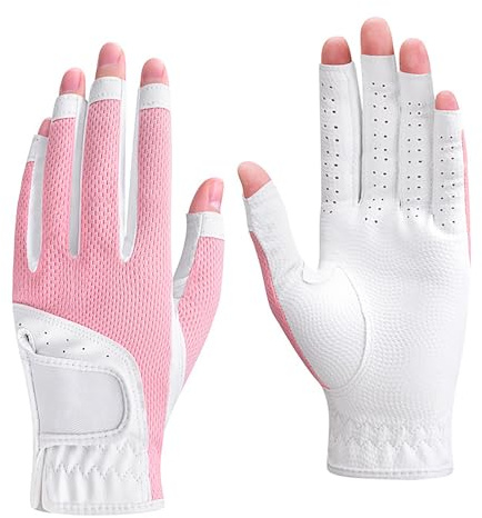 RUIXIA Gants de Golf Femme Gants Doigts Ouverts pour Un Écran Tactile Main Gauche et Droite Mitaine Respirant en Maille Antidérapants pour Sports d'Extérieur Cyclisme Entraînement Fitness