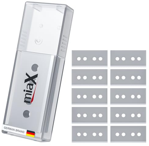 miaX Edelstahl Ersatzklingen 10er Set für Kochfeldschaber 2.0 | 10 Edelstahlklingen, scharf, Aufbewahrungsbox, passend für Kochfeldschaber 2.0