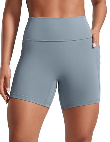 CRZ YOGA Secretsculpt Biker Shorts with Pockets 5'' | Booty Scrunch Butt, Butterlift, Buttery Soft, Moderate Compression, Workout, Pilates, No Front Seam, High Waist, for Women