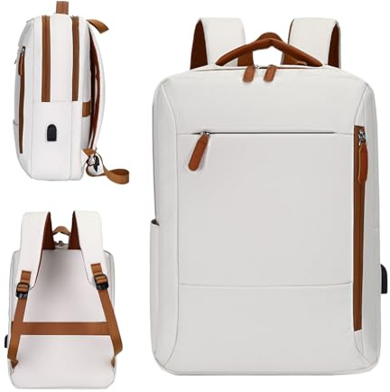 Ceprznvey Damryggsäck - arbetsväska för bärbar dator, ryggsäck 38 cm ledig mode skola för dagligt bruk gym camping vandring arbete, Vitt och blått, Se référer au descriptif