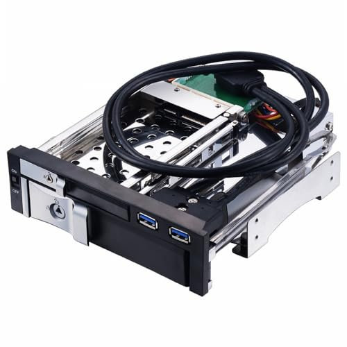 Boîtier de disque dur interne avec 1 emplacement pour disque dur de 6,3 cm + 1 emplacement pour disque dur de 8,9 cm, interface de transmission, 2 ports USB 3.0, câble d'alimentation, 2 câbles de