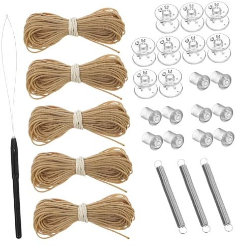DECHOUS Rv Pleated Shade Repair Kit 5pcs Brown Cord Hold down Pulley Set Rv Window Shade Restringing Tool Accessories for Camper and Motorhome