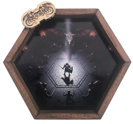 Piste de Dés Hexagonale en Hêtre - Impression Fantasy (Seul Contre Tous)