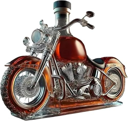 Decantador de whisky 2025, decantador de whisky de 10 onzas, botella de whisky de vidrio estilo motocicleta, diseño de motor de motocicleta 3D, para uso en bar, escritorio, cocina