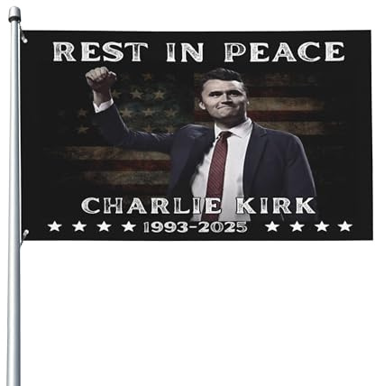 Bandera de homenaje a Charlie Kirk, bandera republicana con banderas de Charlie, letrero de jardín de 3 x 5 pies