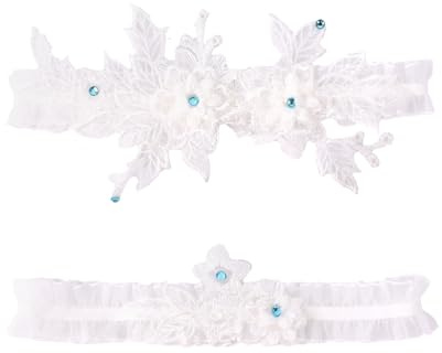 Mikovivi 2uds Ligas para Novia, Liga de Novia Encaje Cinturón Pierna Encaje Floral Accesorios de Boda Elegantes para Mujeres