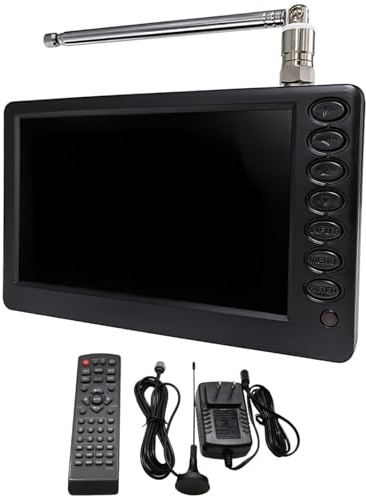 wkao 5 Inch (12.7 Cm) Tv Rechargeable Portable Mini, with Atsc Tuner Digital, for Car Design Compact and Home Use, Includes Dual Antennas, Remote, and Adapter Power