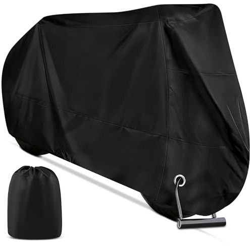 BAVATEE Funda Moto Impermeable Cubre Moto Impermeable Exterior Interior 210D Poliéster Capa Protector Lluvia UV Polvo Viento Nieve Excremento de Pájaro para Cubre Scooter Motocicleta (245x105x125cm)