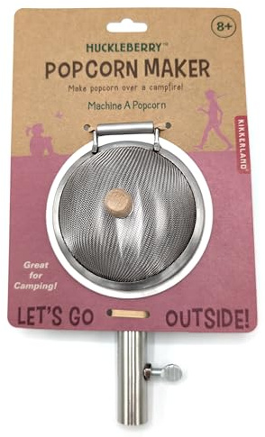 Huckleberry Kinder Popcornmaker, kleine Edelstahl Popcornpfanne, Popcorn über einem Lagerfeuer zubereiten, Outdoor Camping 19 x 11 x 10 cm, geeignet für Kinder ab 8 Jahren