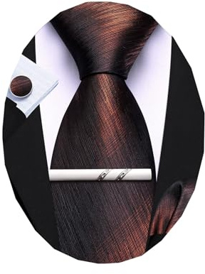 Barry.Wang Man Tie Sets Silk Solid Necktie Clip 4PCS Handkerchief Cufflinks | Burgundy,Solid Ties Pocket Square Cufflink,Silk Jacquard Woven,Solid Satin,Men Necktie Clip,Designer Wedding Business