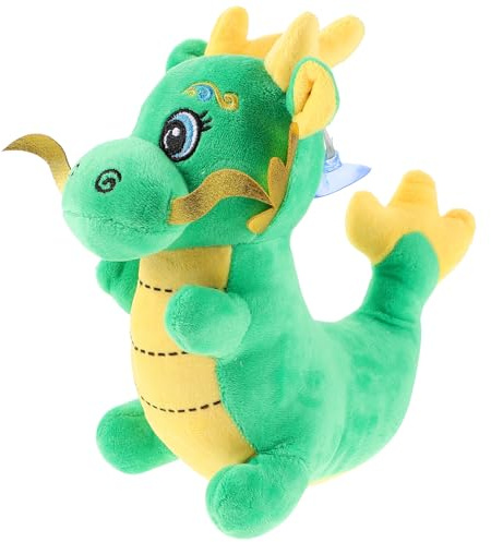 Parliky Peluche Dragon Chinois 20 Cm Verte avec Ventouse et Cordon, Décoration Mascotte Nouvel an, Poupée Dragon de Bureau, Présent Festif Portable pour Maison, Voiture, Bureau