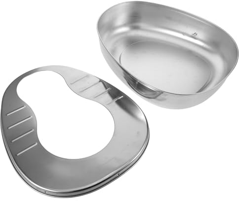 BAZEITFLOW Edelstahl Bettpfanne für Erwachsene Tragbare Große Metall Bettpfanne für Ältere Männer und Frauen Urinal für Bettlägerige Patienten in Klinik Pflege und Reisegebrauch