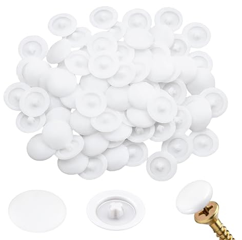 100pcs White Screw Caps Covers – 12MM Plastic Decorative Screw Caps – Snap-In Cross Head Screws Protection Covers for Cabinet Furniture Assembly – Waterproof DIY Hardware Cover