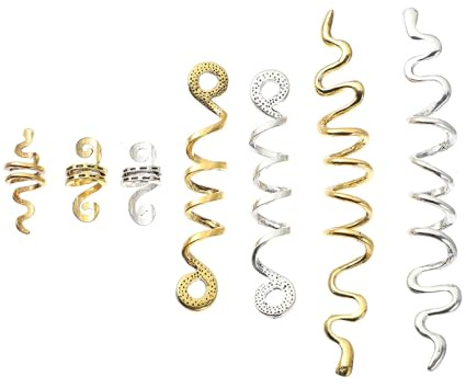 16 Pièces Perles pour Dreadlocks Serp en t en Alliage de Zinc | Spirales Capillaires pour Tresses, Usage Cheveux, Légères, Maintien Ferme, Accessoire de Décoration