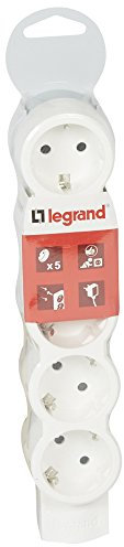 Legrand, Ciabatta multipresa con 5 prese multiple (5 prese) da parete e tavolo, versione extra piatta 695014