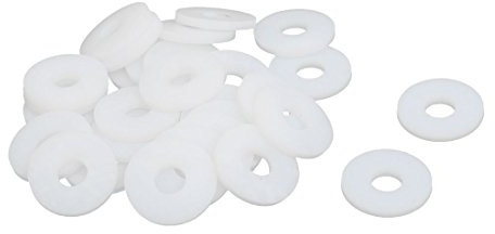 sourcing map 30Stk PTFE Flache Unterlegscheiben Dichtung 18x6x2mm Weiß | 18mm AD 6mm ID 2mm Dicke Weiß